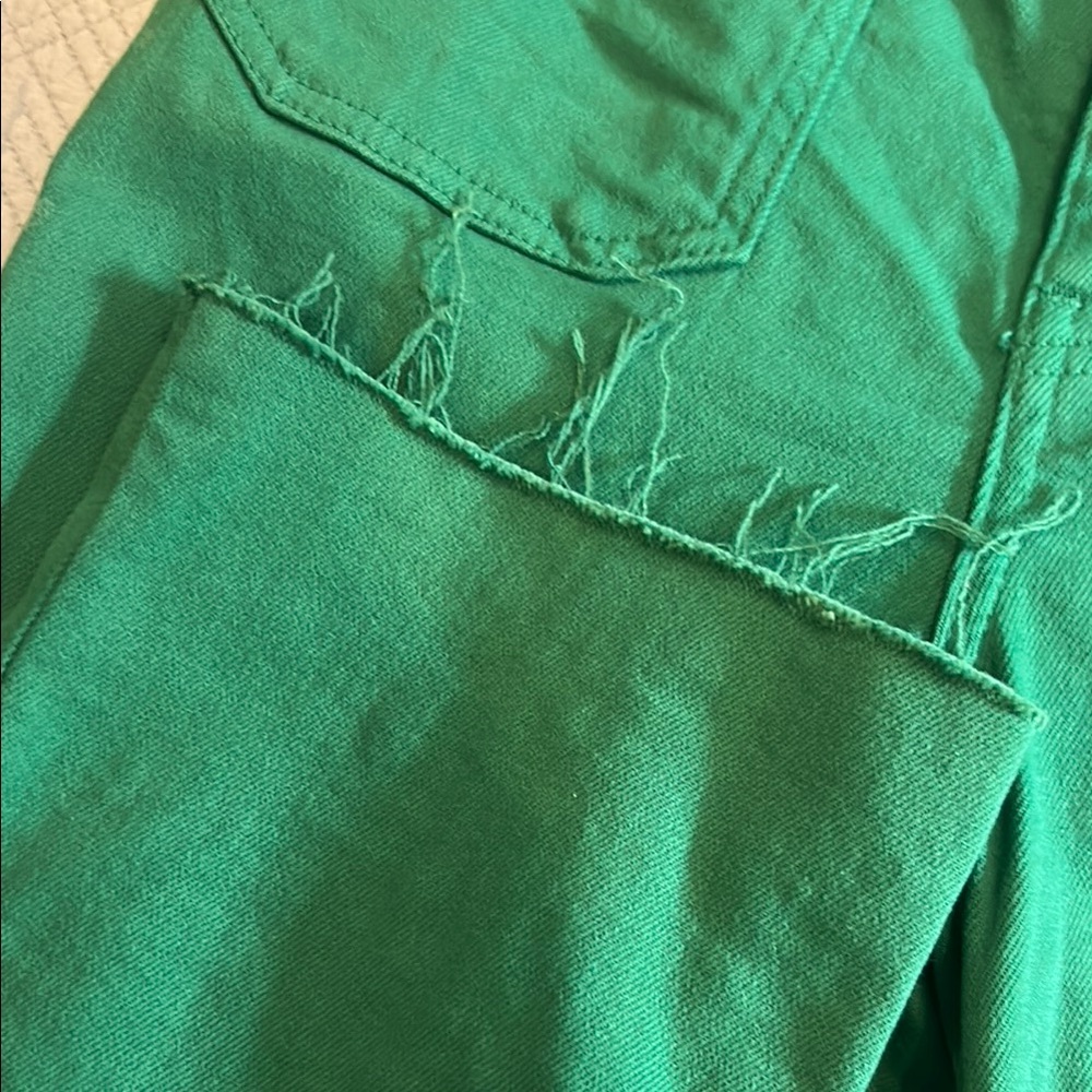 Zara size 2 Green Frayed hem straight leg denim Jeans - Picture 4 of 6
